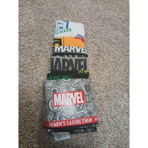 Bioworld Marvel Men`s Casual Crew Socks Fits Shoe Size (8-12) 6 Pairs
